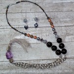 Tassel Long Beaded Chain Necklace and Earring Set