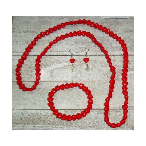 RTD-4036 : Heart Beaded Jewelry Set Necklace, Earrings and Bracelet at RTD Gifts
