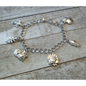 RTD-4057 : Fall Thanksgiving Antique Silver Charms Bracelet at RTD Gifts
