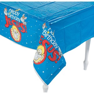 RTD-4099 : Happy Birthday Jesus Plastic Tablecloth Christmas Table Cover at RTD Gifts