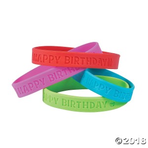 RTD-4127 : Happy Birthday Colorful Rubber Bracelets at RTD Gifts