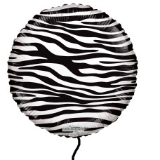 Zebra Black and White Striped 18 inch Mylar Helium Balloon