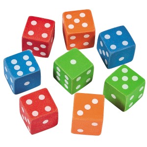 RTD-416312 : 12-Pack Large Colorful Dice Rubber Erasers at RTD Gifts