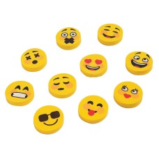 10-Pack Mini Rubber Emoji Smiley Face Emote Erasers