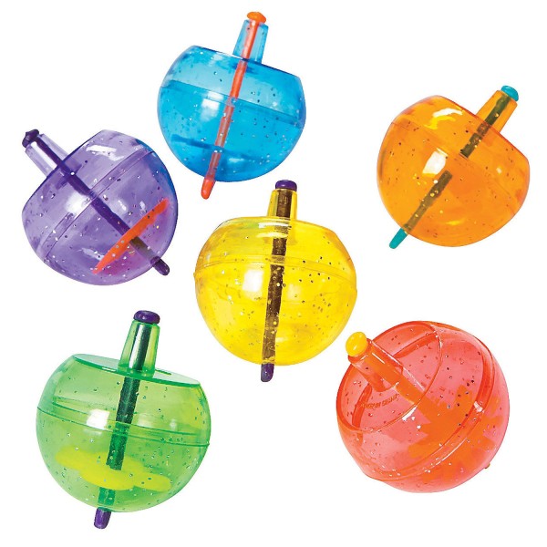 Glittery Bright Colored Assorted Plastic Spin Tops Glittery Bright Colored Assorted Plastic Spin Tops
