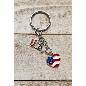 TYD-1150 : Handmade USA Heart Flag Charm Keychain at RTD Gifts