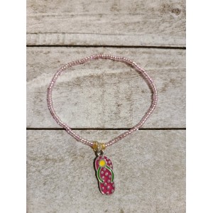 TYD-1189 : Pink Tiny Glass Seed Bead Bracelet With Flip Flop Charm at RTD Gifts