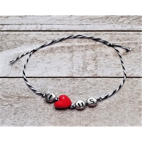 Minimalist Word Bracelet I Love Us Red Resin Heart Bead Adjustable Rope Jewelry Minimalist Word Bracelet I Love Us Red Resin Heart Bead Adjustable Rope Jewelry