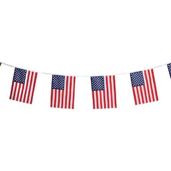 16 foot String Banner with 12 USA 12x18 inch American Flags 16 foot String Banner with 12 USA 12x18 inch American Flags