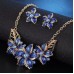 RTD-3741 : Blue Fashion Flowers Necklace and Earring Jewelry Set Blue and Gold at RTD Gifts