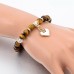 RTD-3856 : Tiger Eye Stone Bead White Heart Charm Bracelet at RTD Gifts