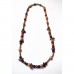 RTD-4039 : Fall Necklace with Brown Wood Beads and Frosted Glass Beads at RTD Gifts