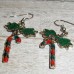 RTD-4104 : Candy Cane and Green Bow Charms Earrings Set at RTD Gifts