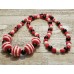 TYD-1131 : Handmade 28 Inch Red, White, Black Beaded Stretch Necklace at RTD Gifts