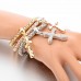 RTD-3847 : Multilayer 3pc Gold Silver Copper Cross Fashion Bracelet at RTD Gifts
