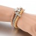 RTD-3854 : Multilayer Gold Silver Copper 3 Cross Christian Fashion Bracelet at RTD Gifts