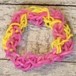 AJD-1113 : Yellow And Pink Rainbow Loom Honeycomb Bracelet at RTD Gifts