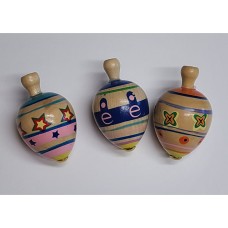 3-Pack Classic Wooden Painted Spinning Tops