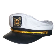 Adult White Yacht Captains Sailor Hat - Adjustable